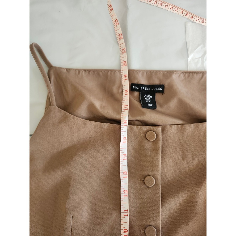 Sincerely Jules Taupe Button Front Tailored Cami Vest Top XL Quiet Luxury - Picture 11 of 11